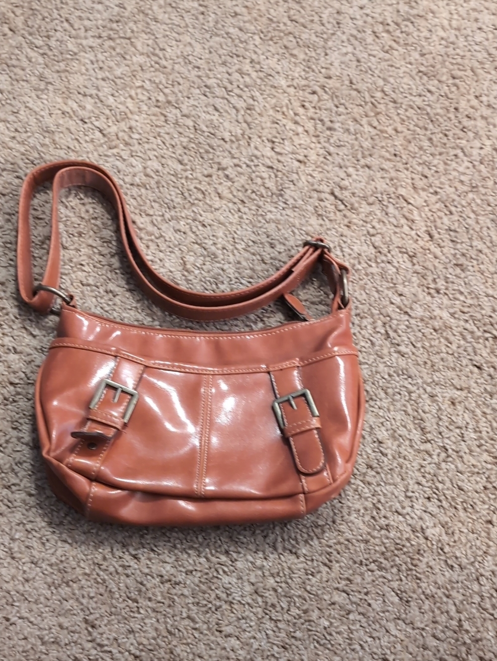 Leather Crossbody Bag in Cognac Brown
